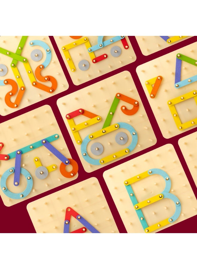 كابسترو لوحة الأوتاد الخشبية الإبداعية من كابسترو للأطفال - لوحة بناء من 33 قطعة من مكعبات الأشكال الهندسية مع بطاقات أنماط | لعبة نشاط اللعب الإبداعي لمرحلة ما قبل المدرسة للأطفال من عمر 3 سنوات فما فوق - Image 4